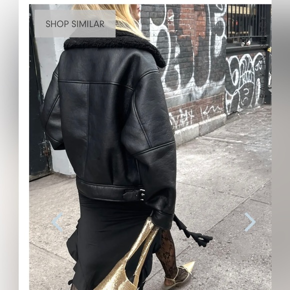 Oak+Fort Aviator Faux Leather Jacket - Picture 2 of 6